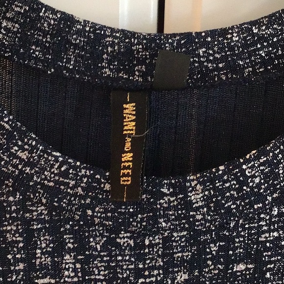 Petite, Swingy A line dress.  sleeveless Navy blue with metallic shimmer. - Picture 2 of 7